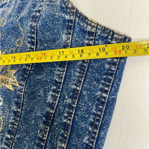 Vintage License Acid Wash Blue Denim Embellished Jumper Dress Women Size Small - Picture 11 of 14